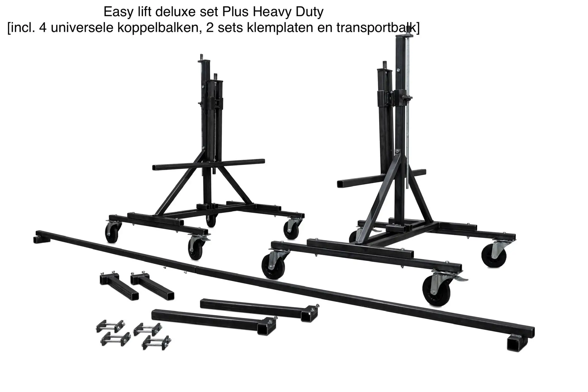 Kantelbrug easy lift de luxe set plus heavy duty incl 4 universele koppelbalken. 2 sets klemplaten en transportbalk