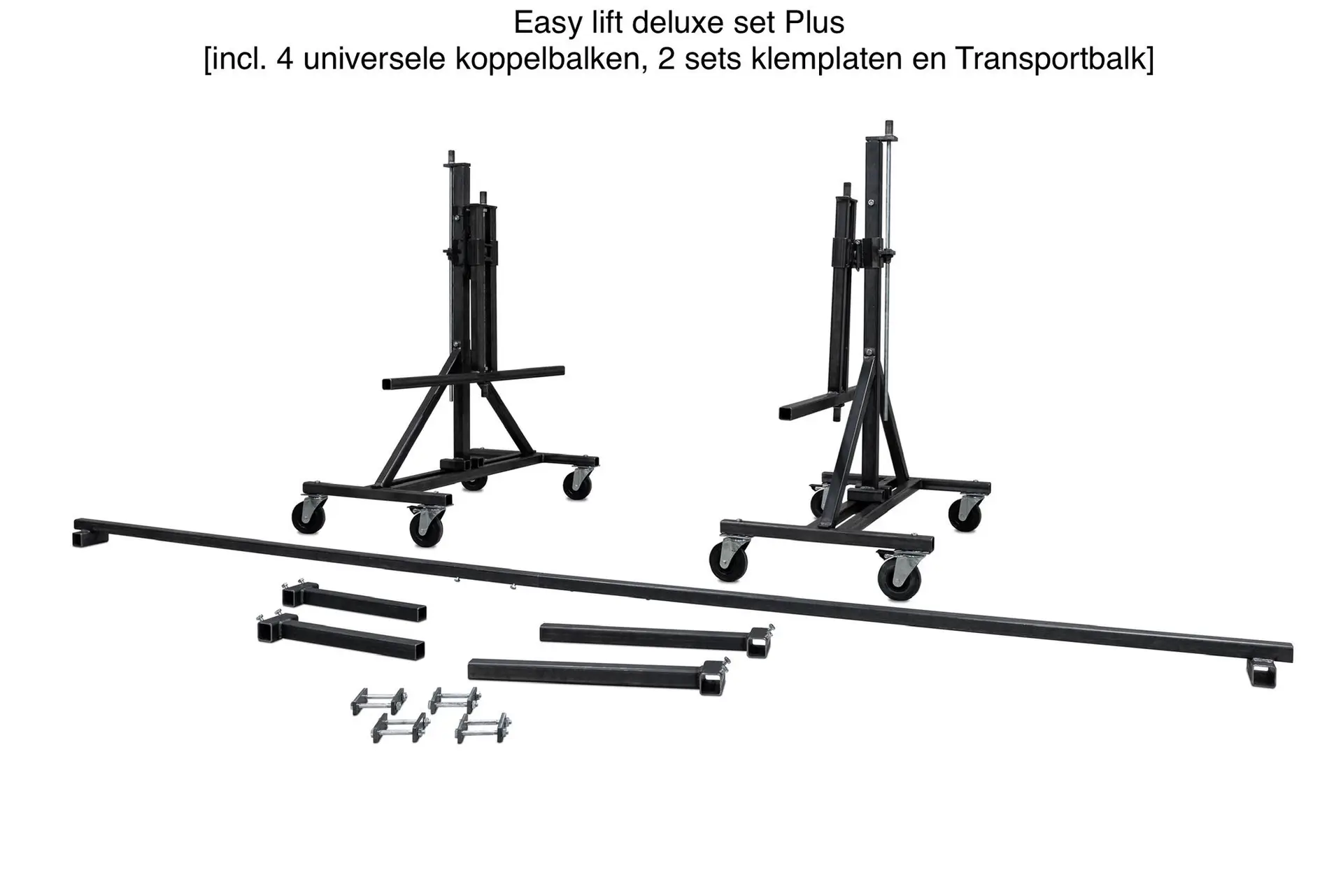 Kantelbrug easy lift de luxe set plus incl 4 universele koppelbalken. 2 sets klemplaten en transportbalk